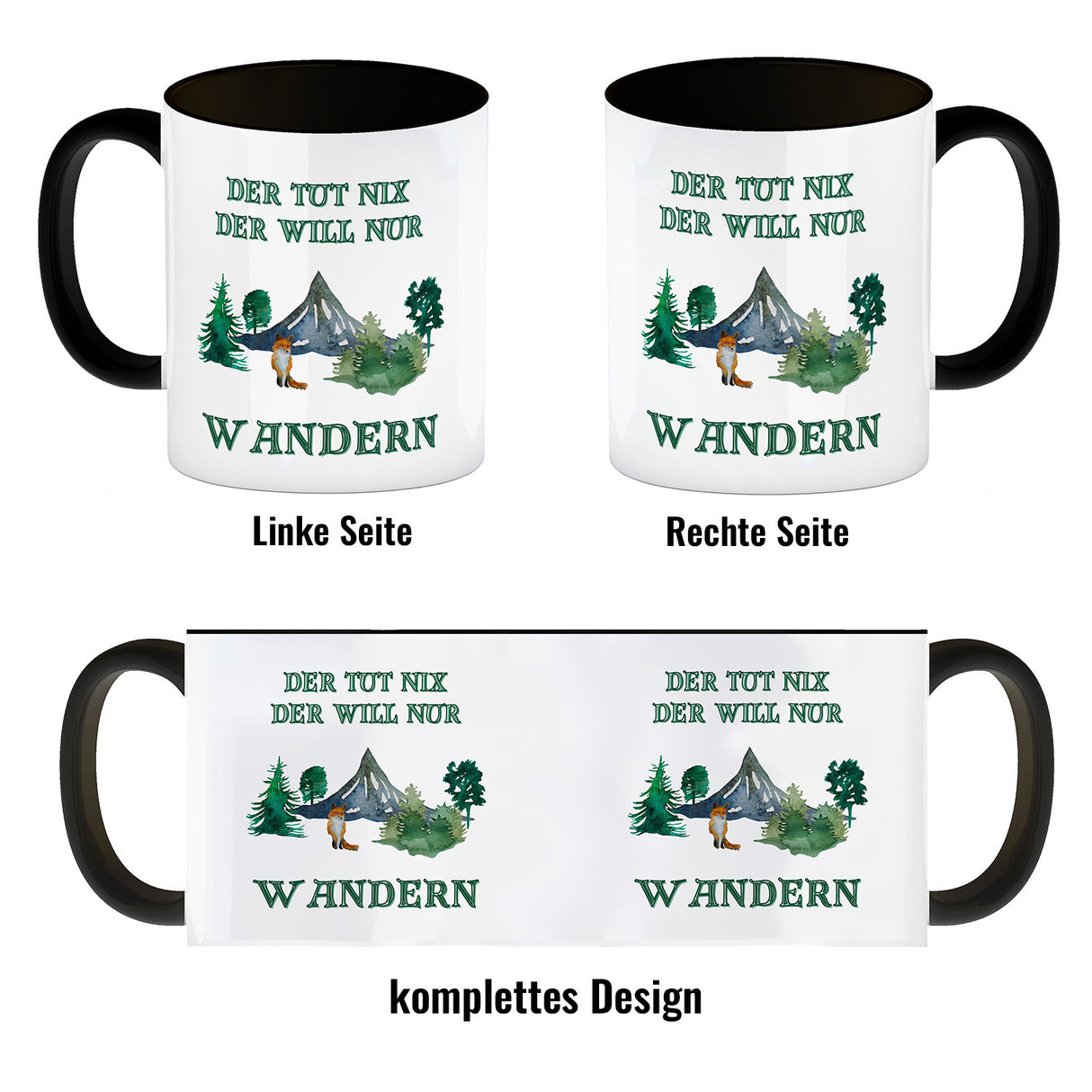 Wandern Kaffeebecher mit Spruch Der tut nix der will nur wandern