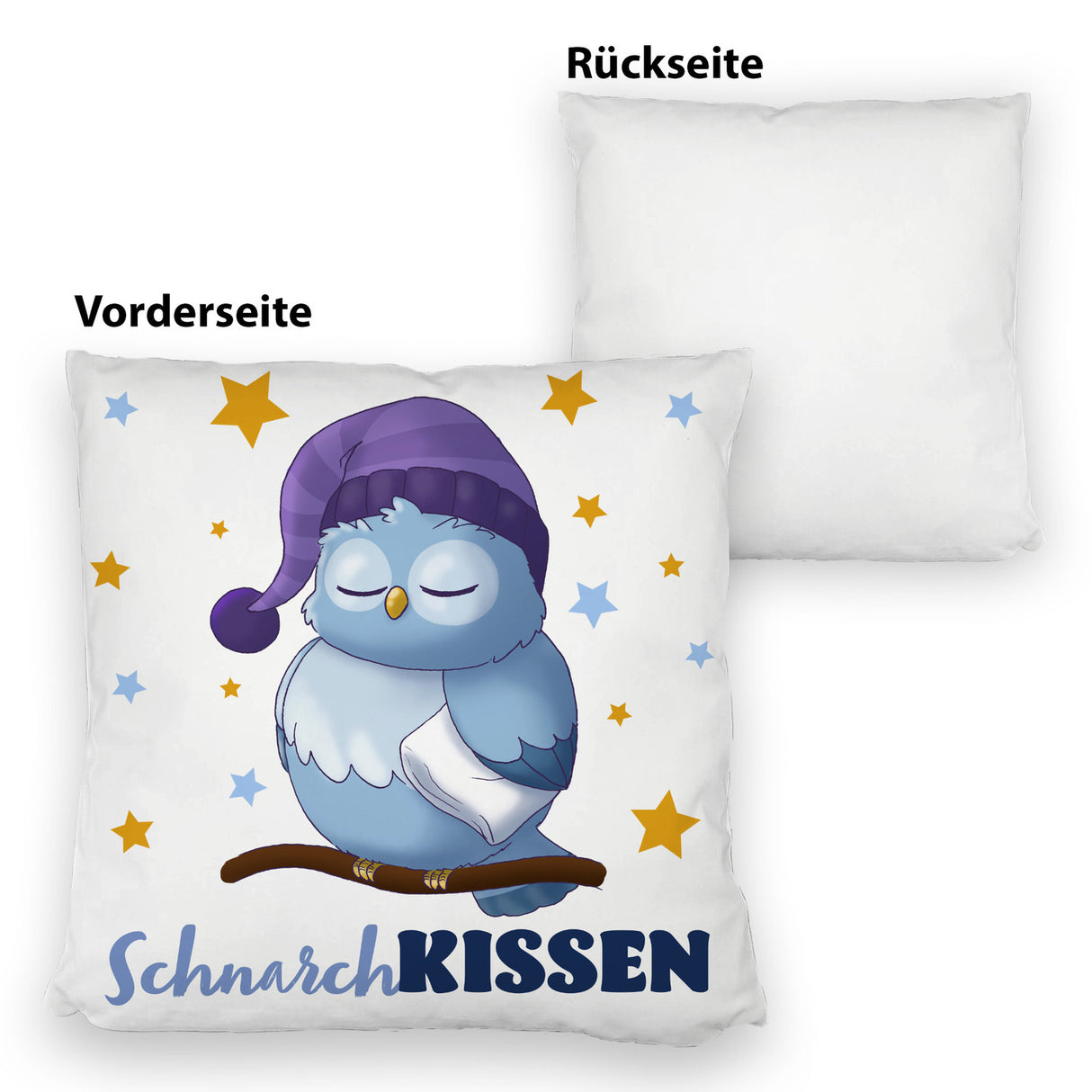 Schlafende Eule Kissen mit Spruch SchnarchKissen