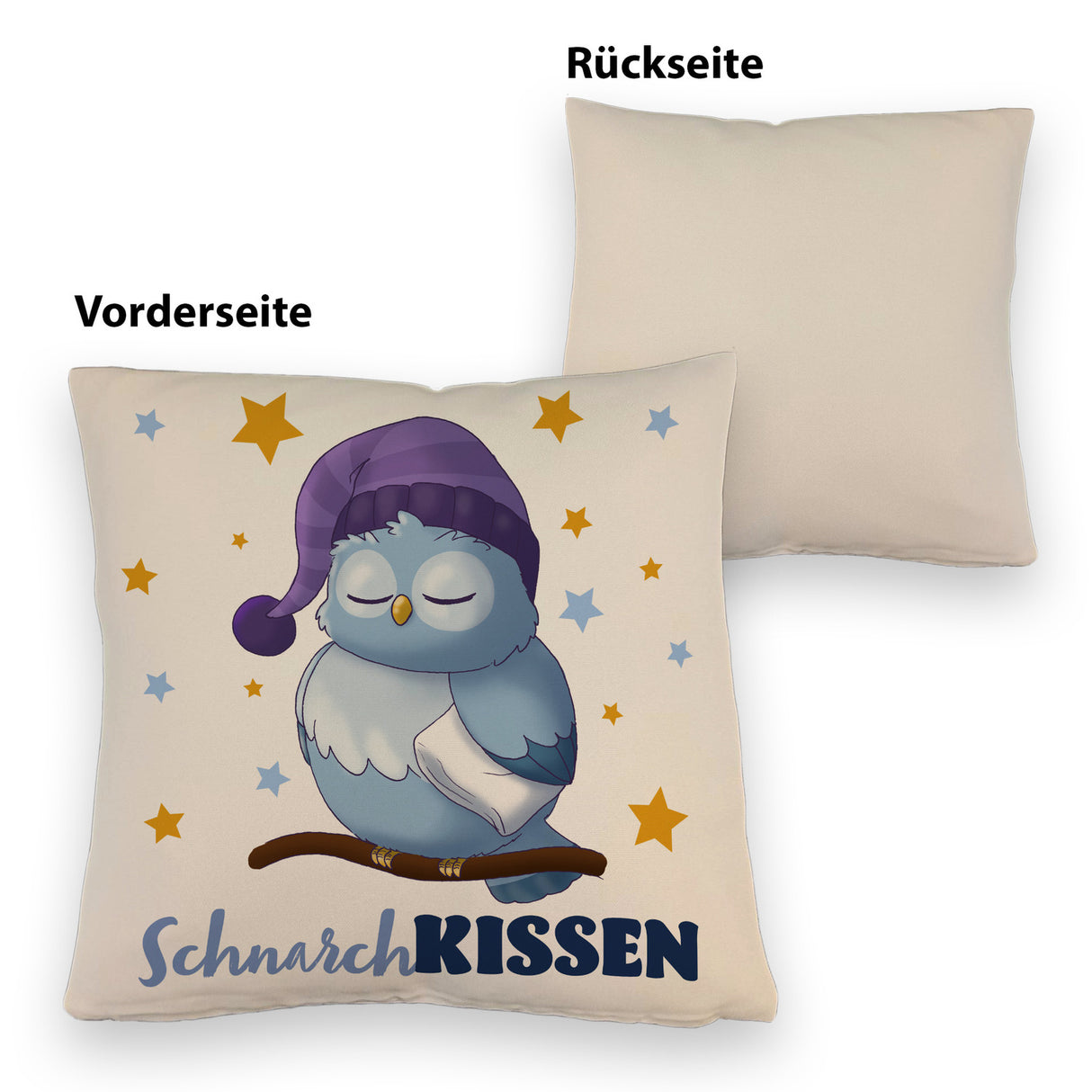 Schlafende Eule Kissen mit Spruch SchnarchKissen
