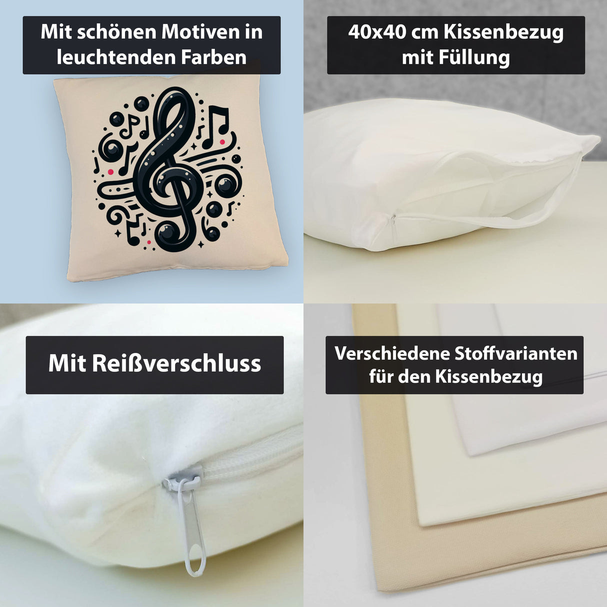 Musiknoten und Notenschlüssel Kissen