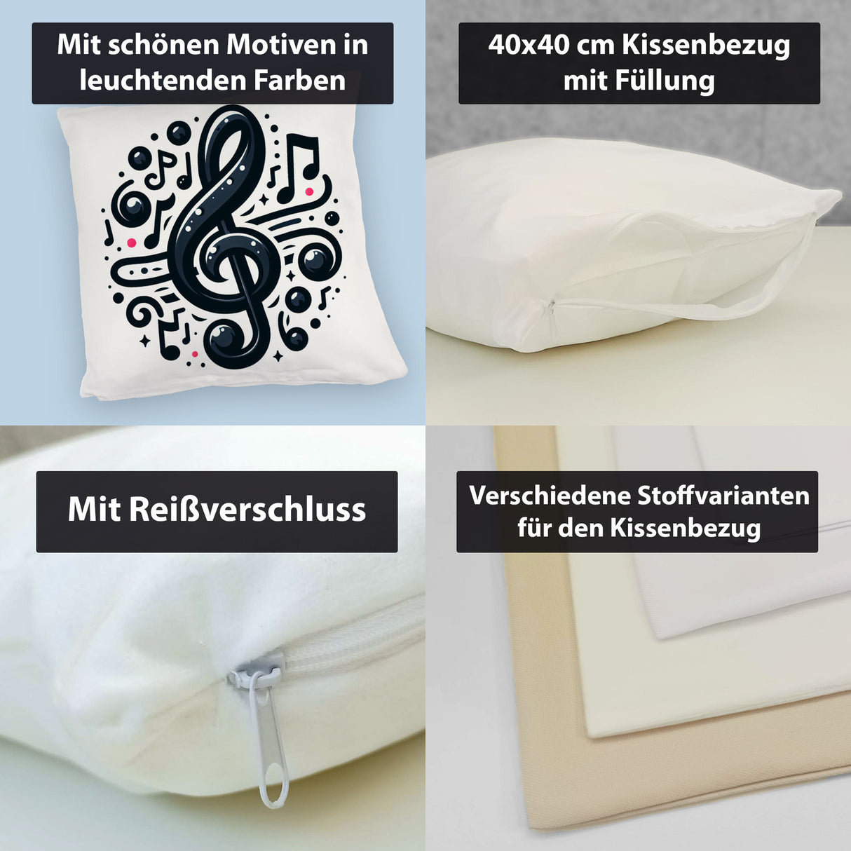 Musiknoten und Notenschlüssel Kissen