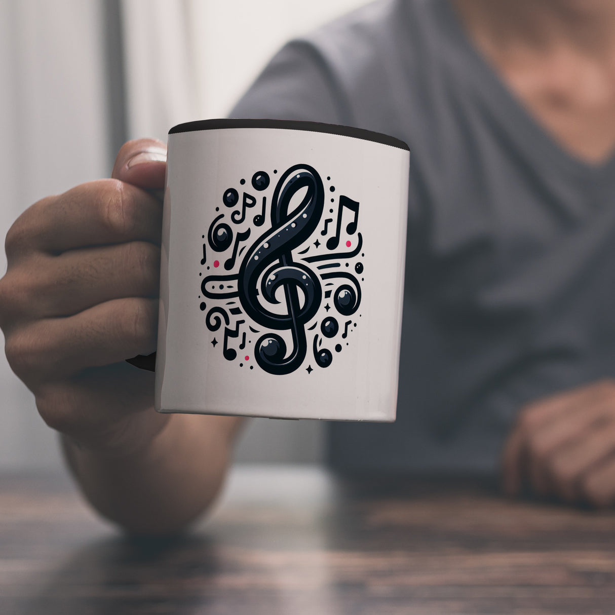 Musiknoten und Notenschlüssel Kaffeebecher