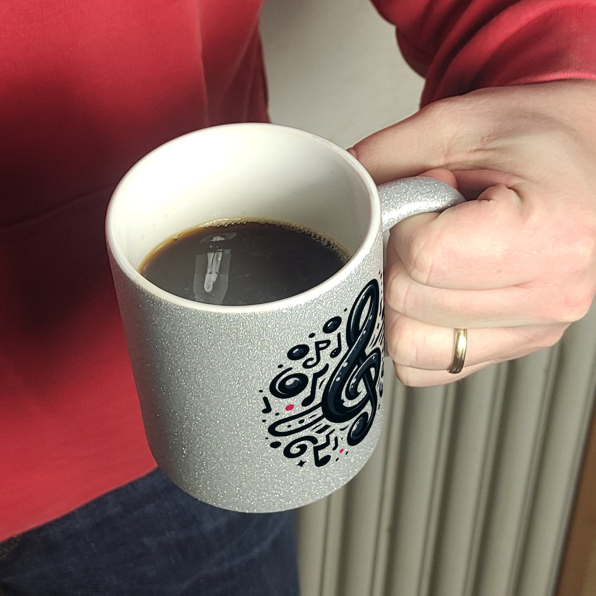 Musiknoten und Notenschlüssel Kaffeebecher