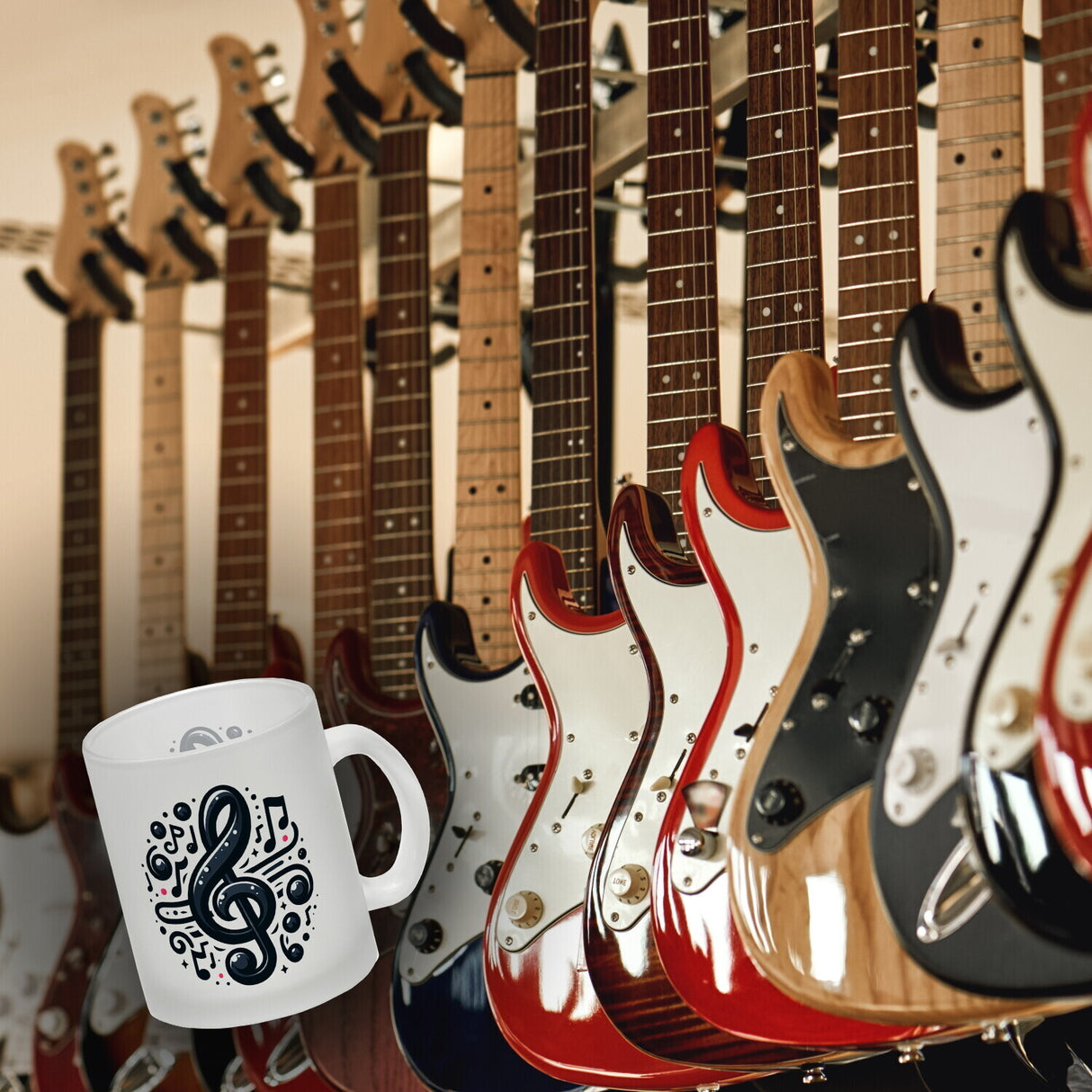 Musiknoten und Notenschlüssel Kaffeebecher