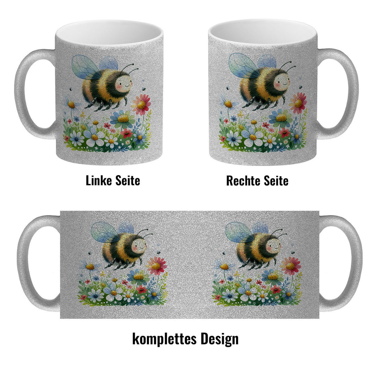 Hummel auf Blumenwiese Kaffeebecher