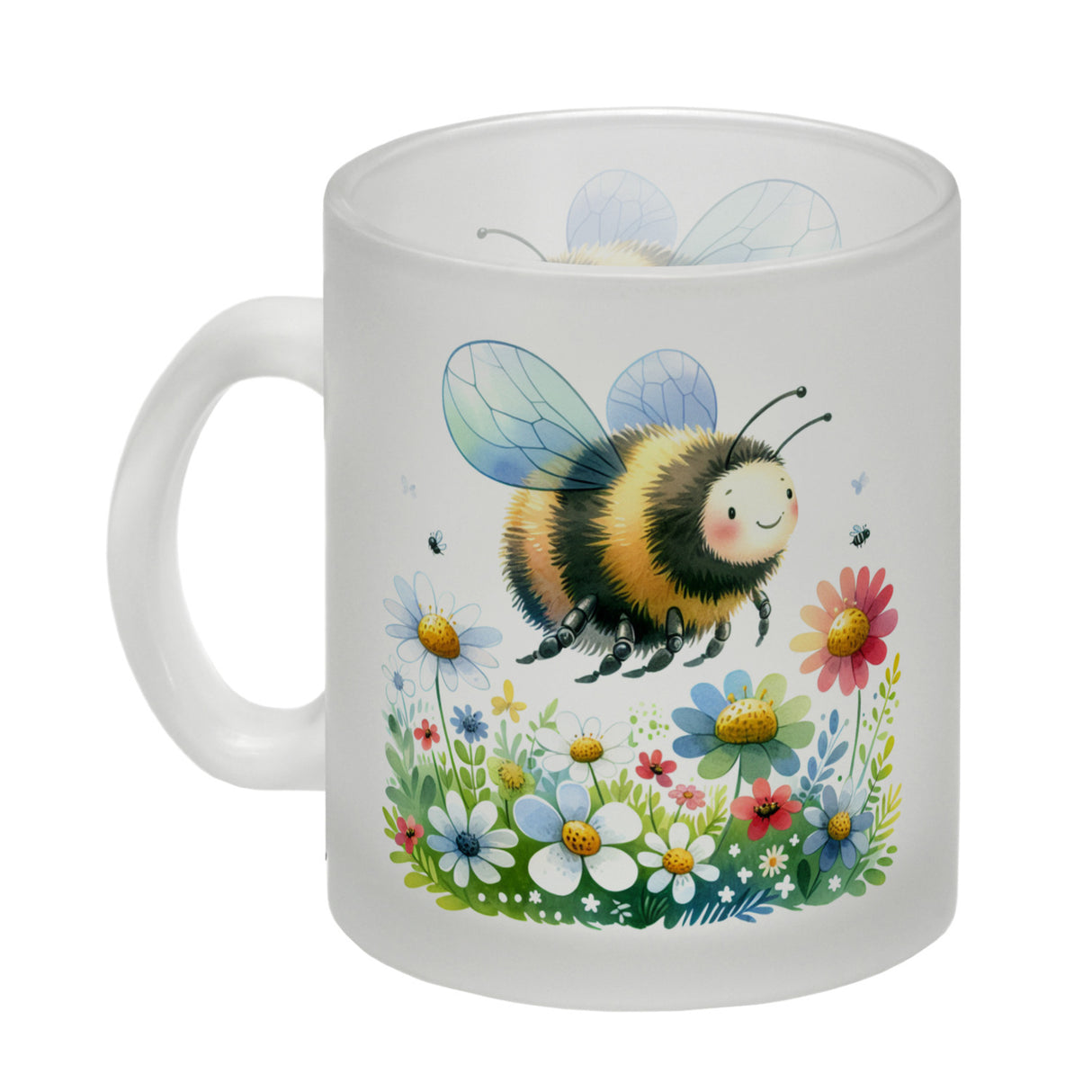 Hummel auf Blumenwiese Kaffeebecher