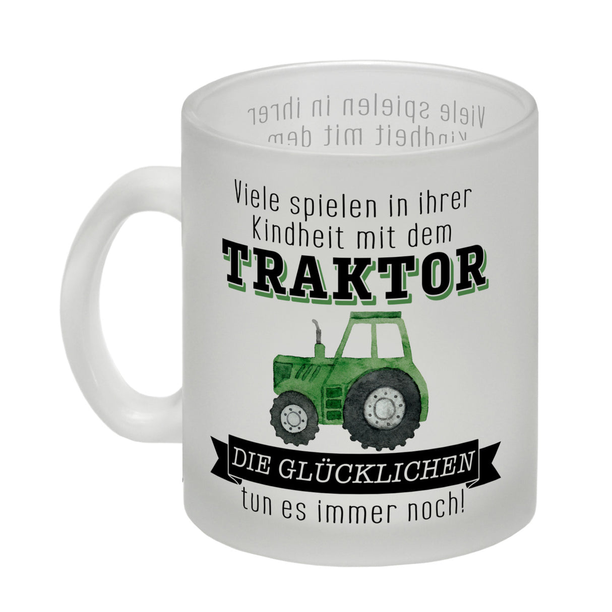 Traktor Kaffeebecher mit Spruch Kindheitsträume - Für immer Traktor fahren