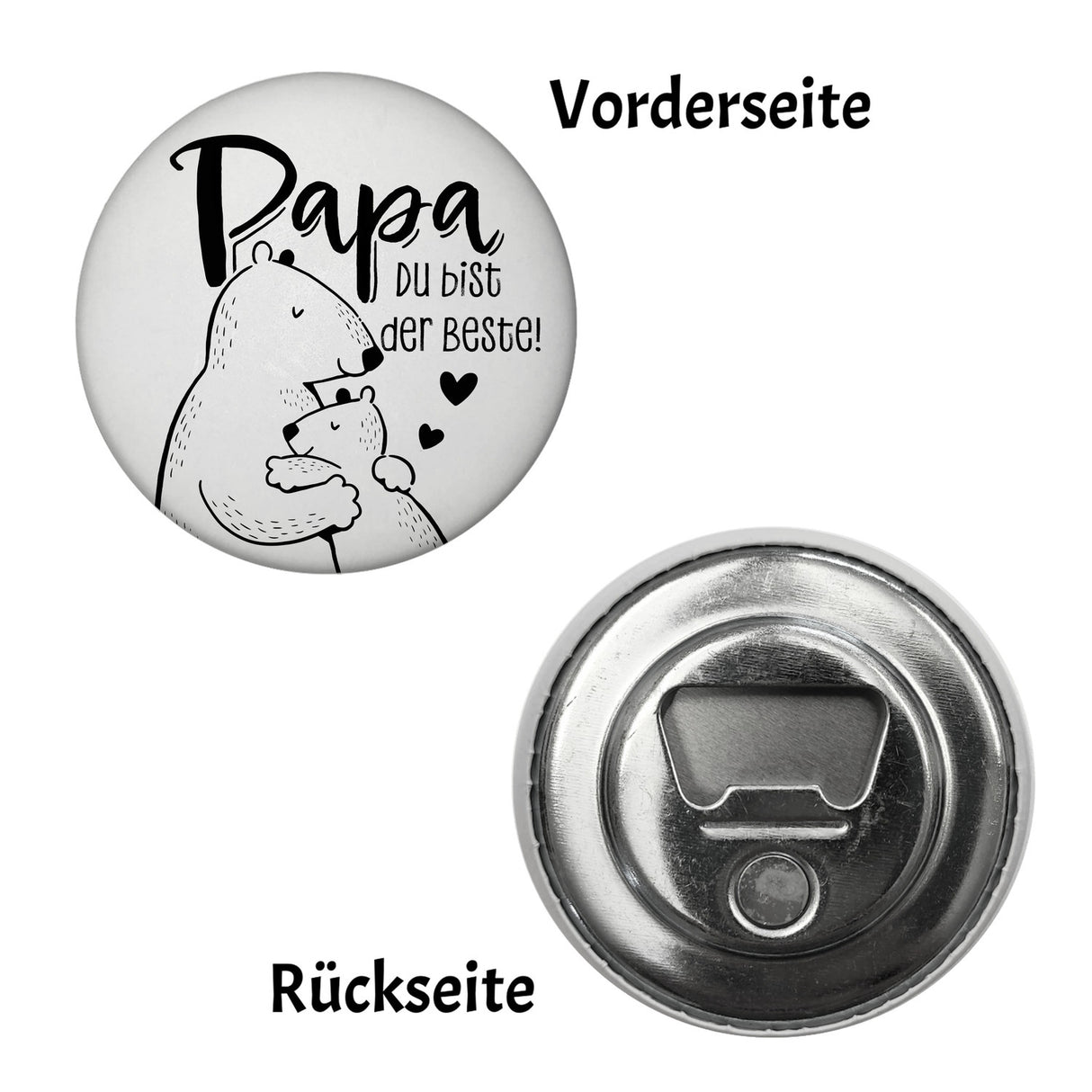 Papa Bär Geschenk Magnet rund rund mit Spruch Papa du bist der Beste