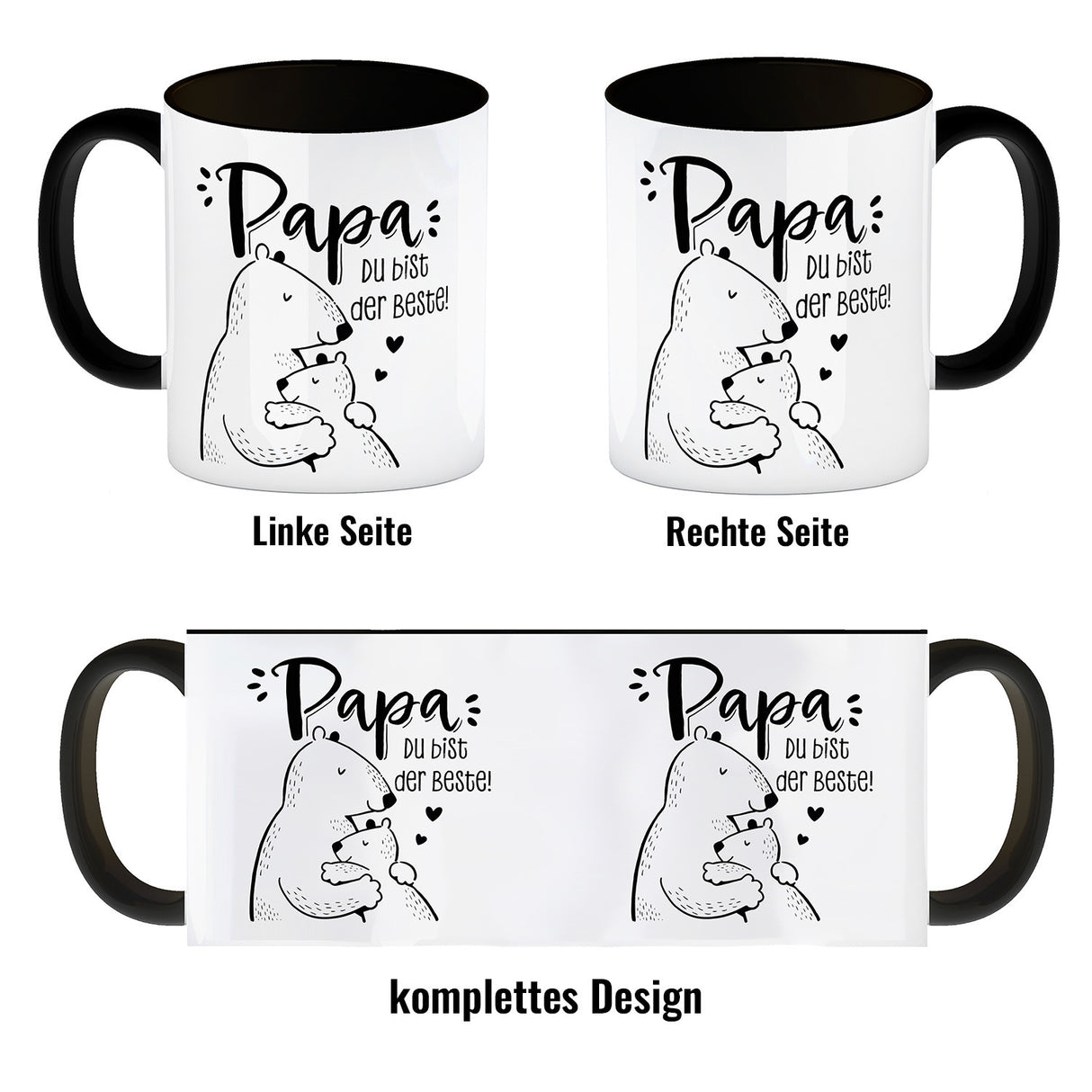 Papa Bär Geschenk Geburtstag Kaffeebecher mit Spruch Papa du bist der Beste