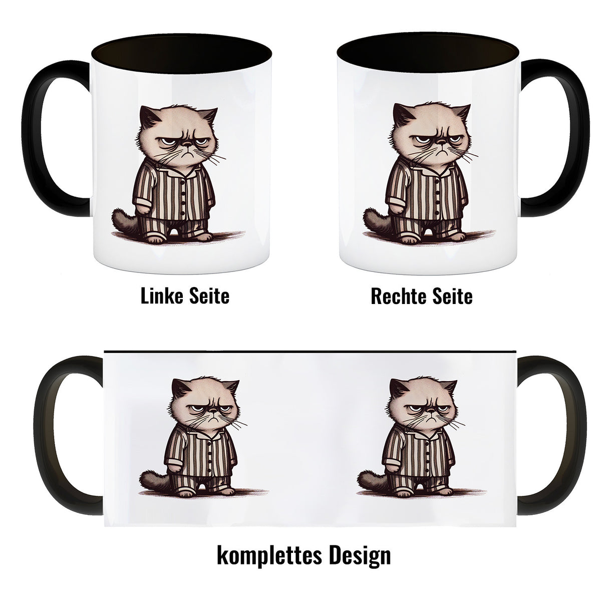 Grimmige Katze im Schlafanzug Kaffeebecher