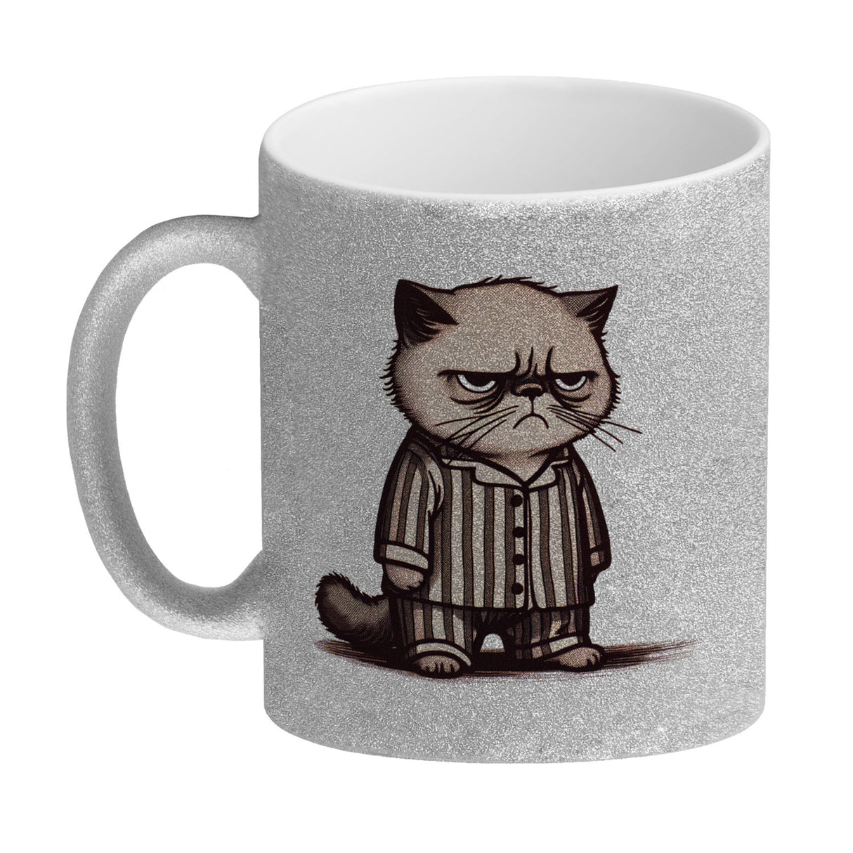 Grimmige Katze im Schlafanzug Kaffeebecher