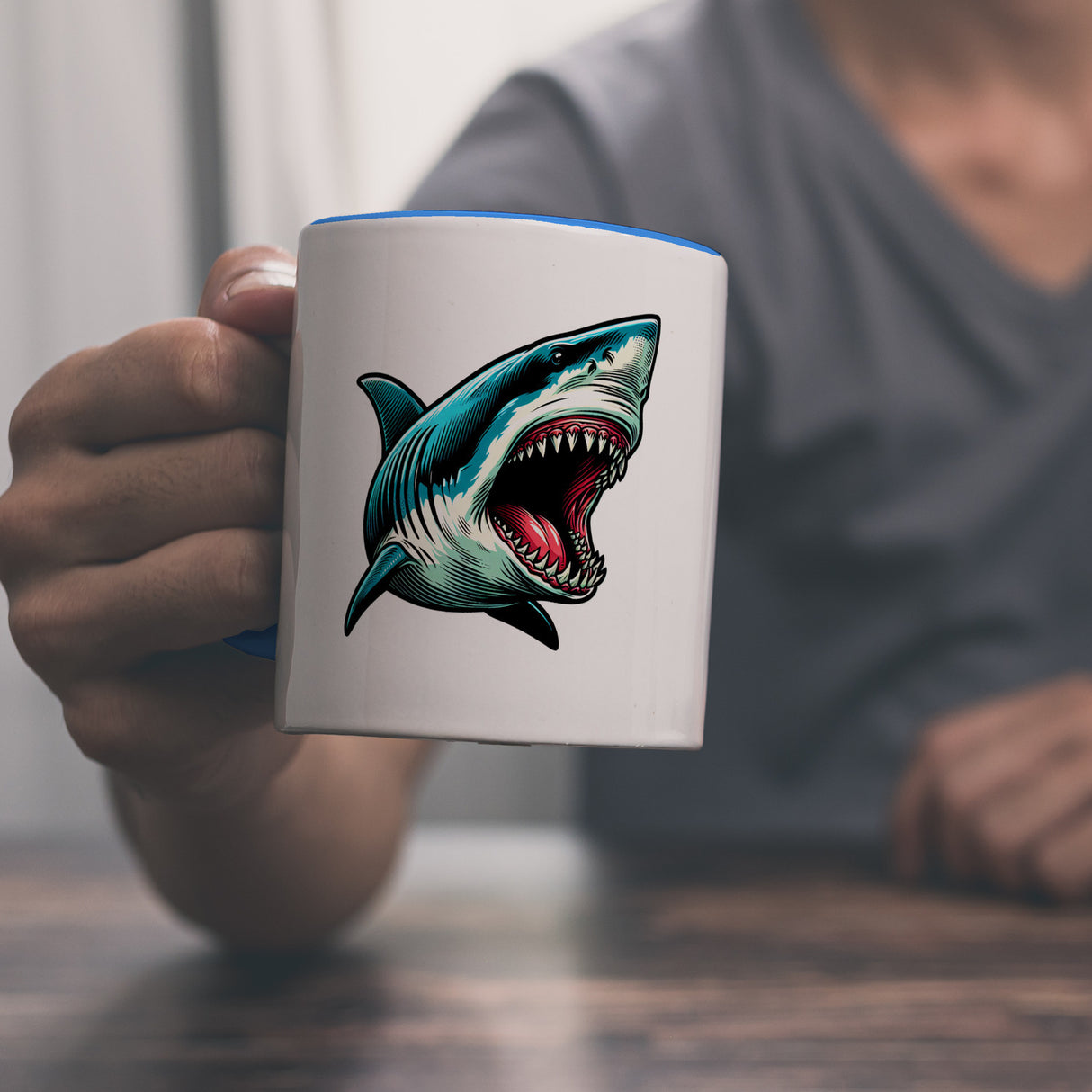 Weißer Hai Comic Kaffeebecher
