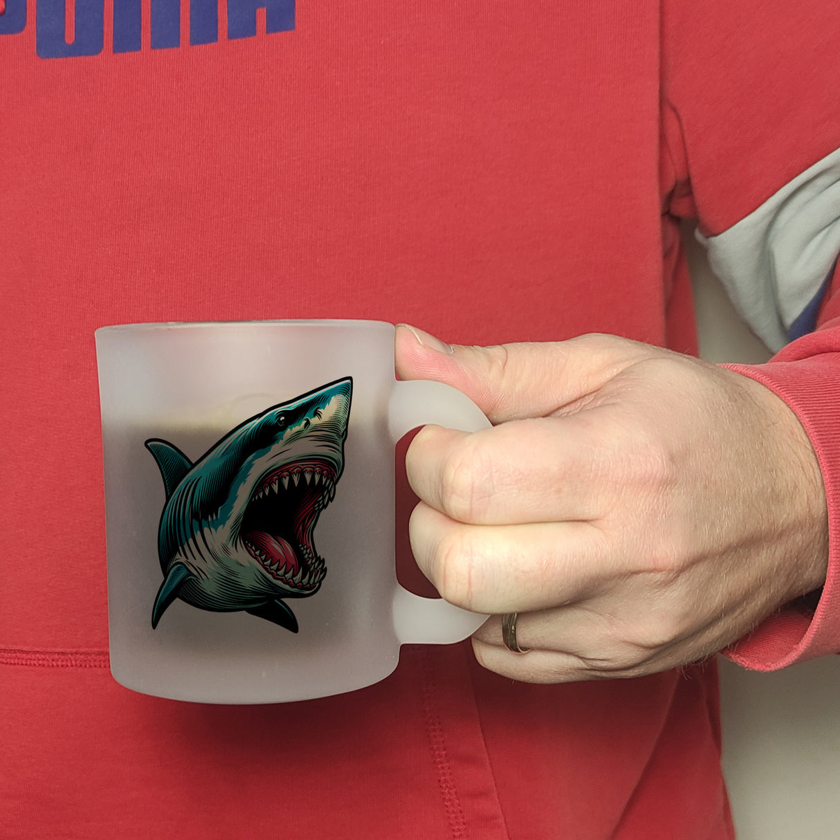 Weißer Hai Comic Kaffeebecher