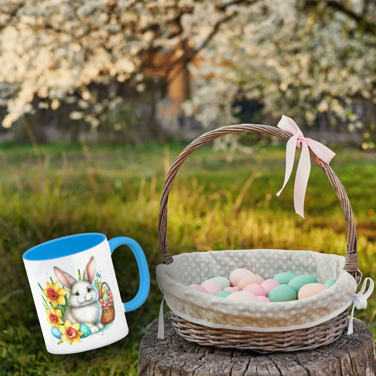 Osterhase mit Osterglocken Kaffeebecher