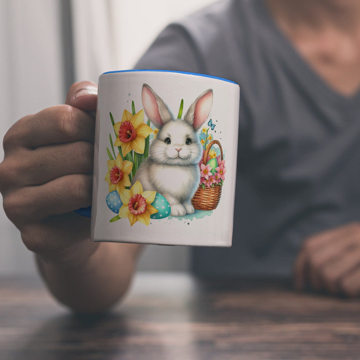 Osterhase mit Osterglocken Kaffeebecher