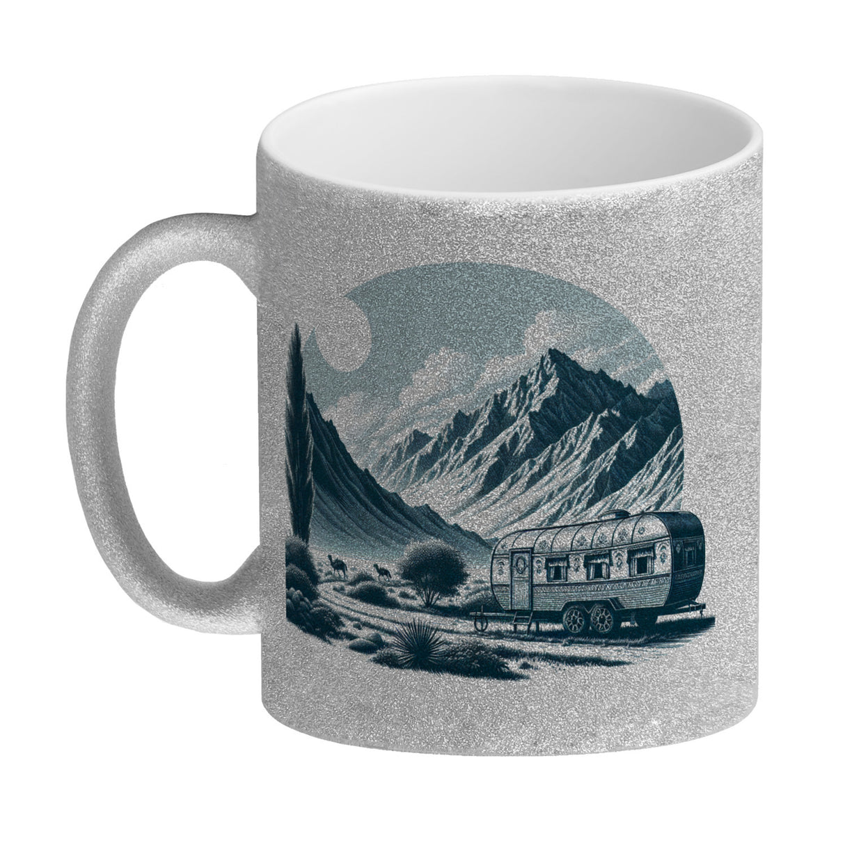 Wohnwagen in den Bergen Kaffeebecher