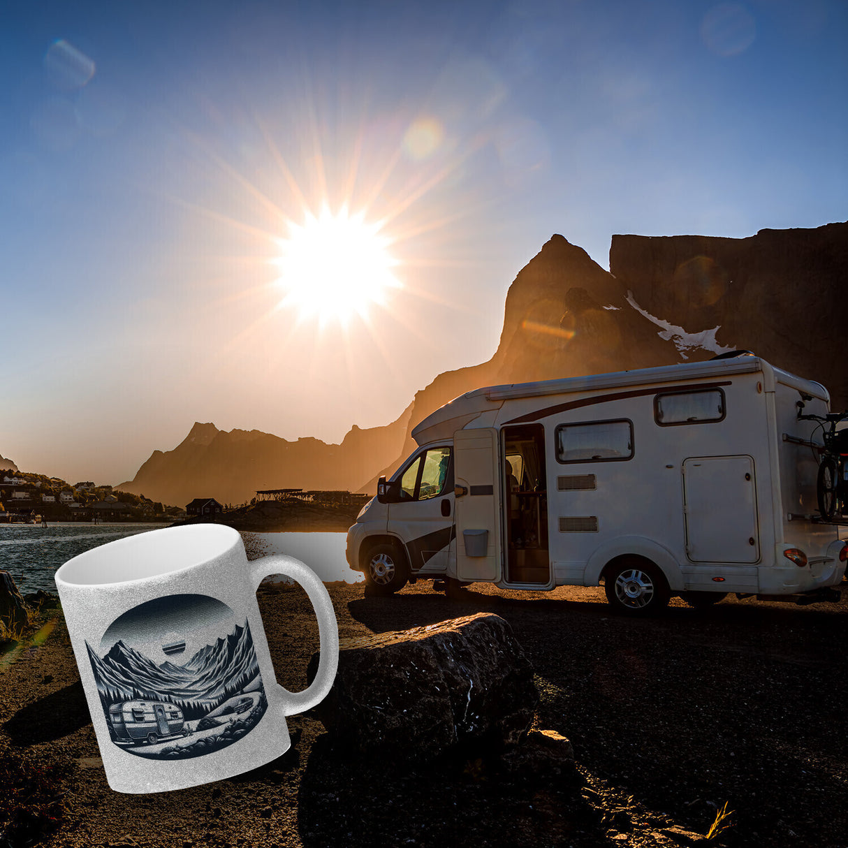 Camping in den Bergen Kaffeebecher