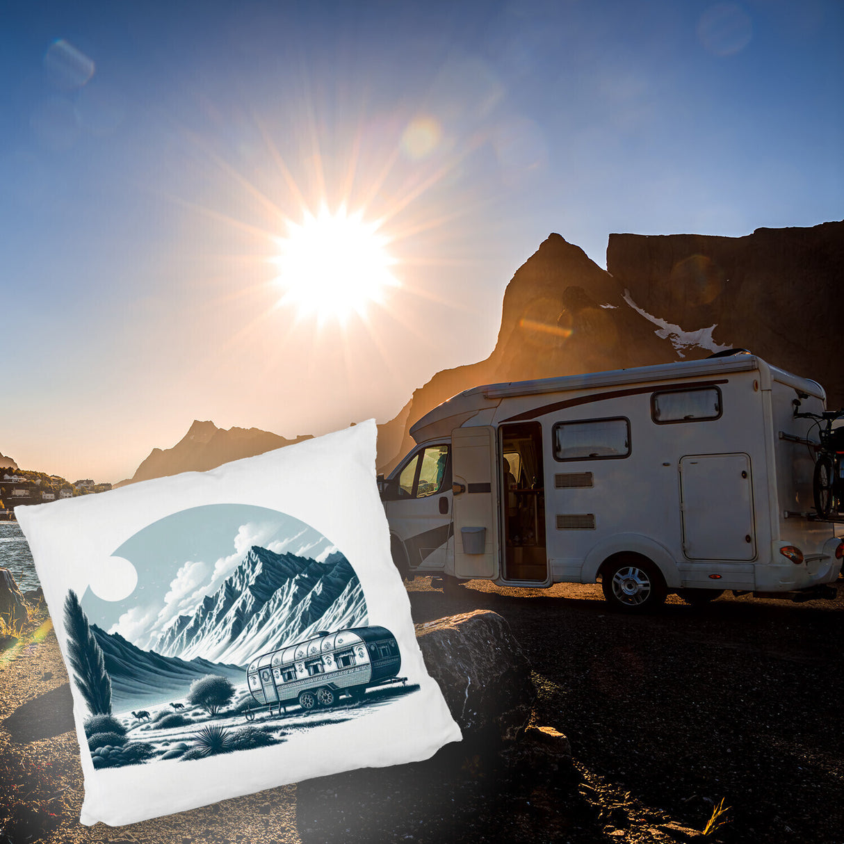 Camping in den Bergen Kissen