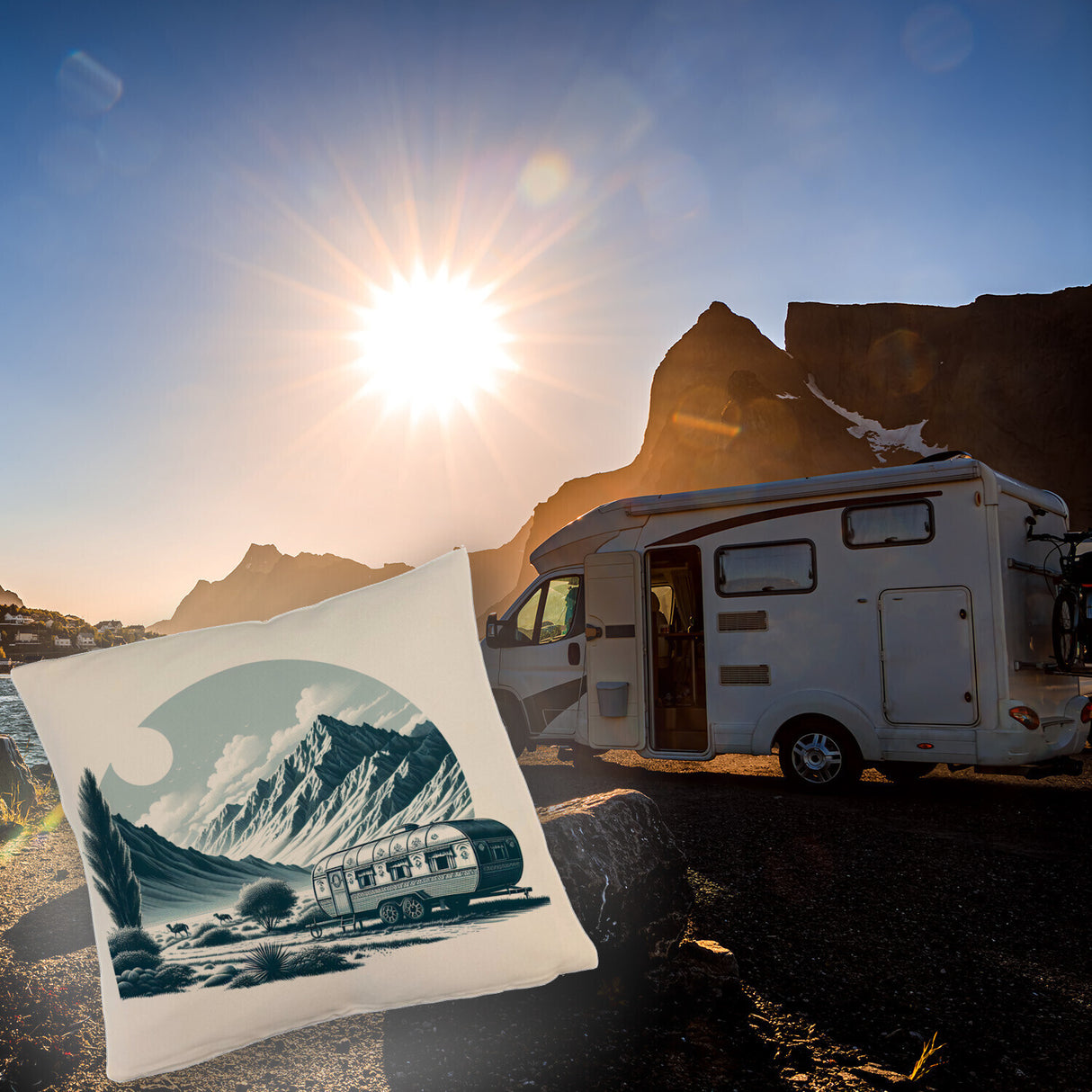 Camping in den Bergen Kissen