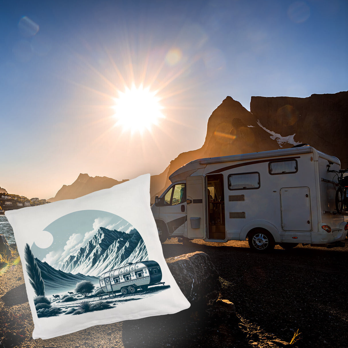 Camping in den Bergen Kissen