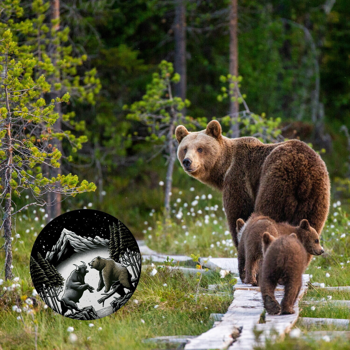 Bulle und Bär Börse Magnet rund rund
