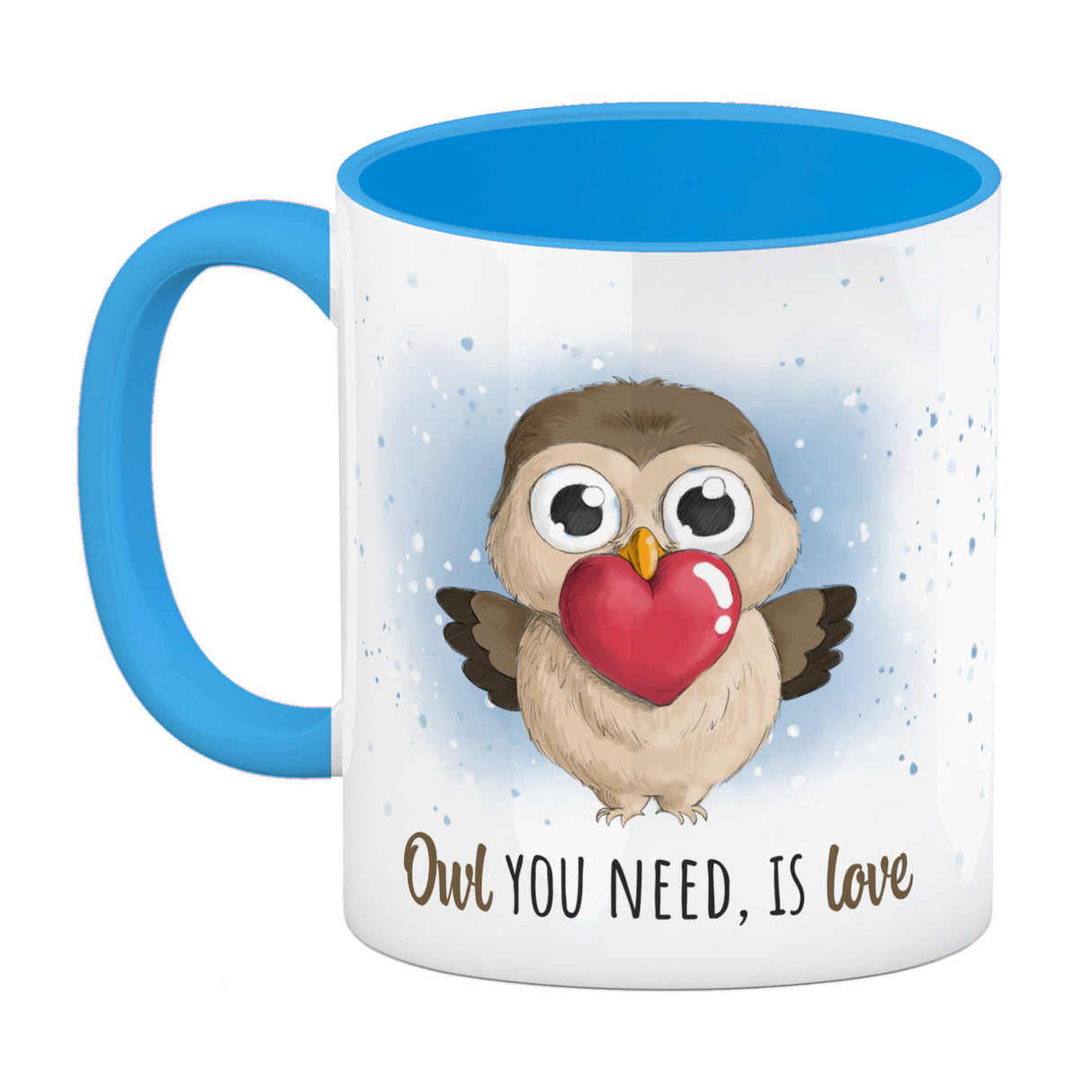 Eule Kaffeebecher mit Spruch Owl You need is love