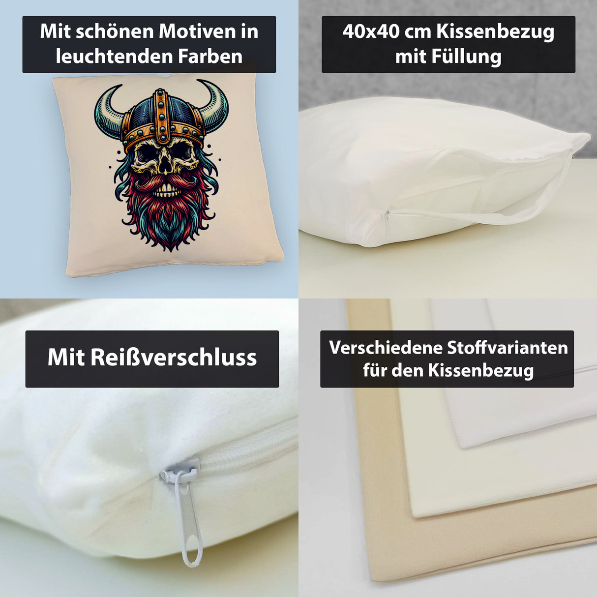 Totenkopf Wikinger Kissen