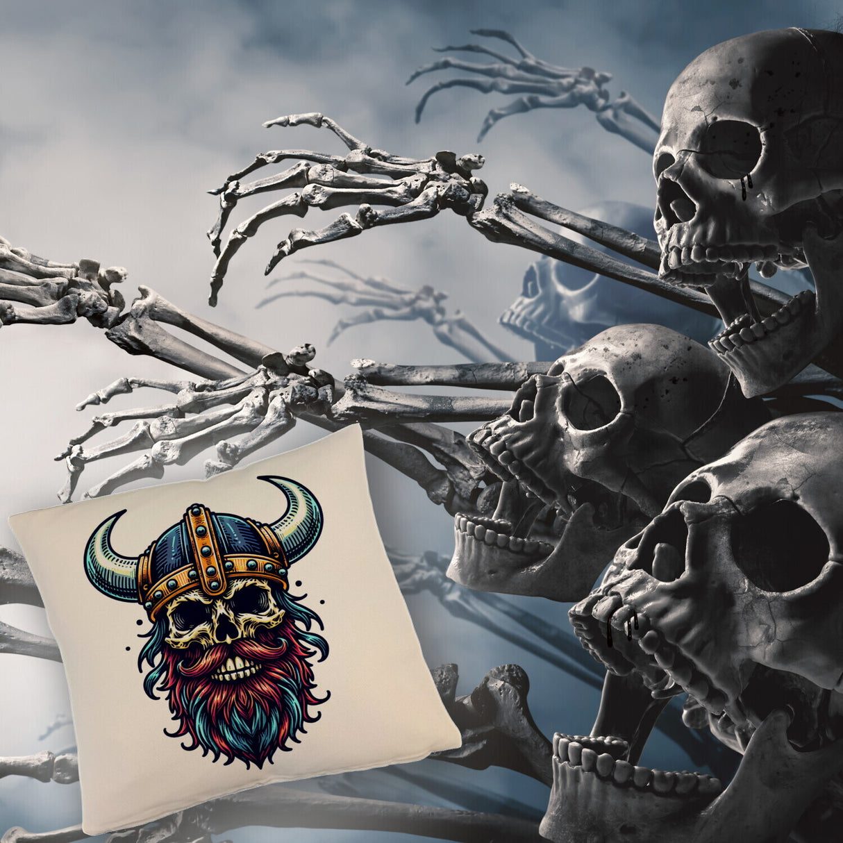 Totenkopf Wikinger Kissen