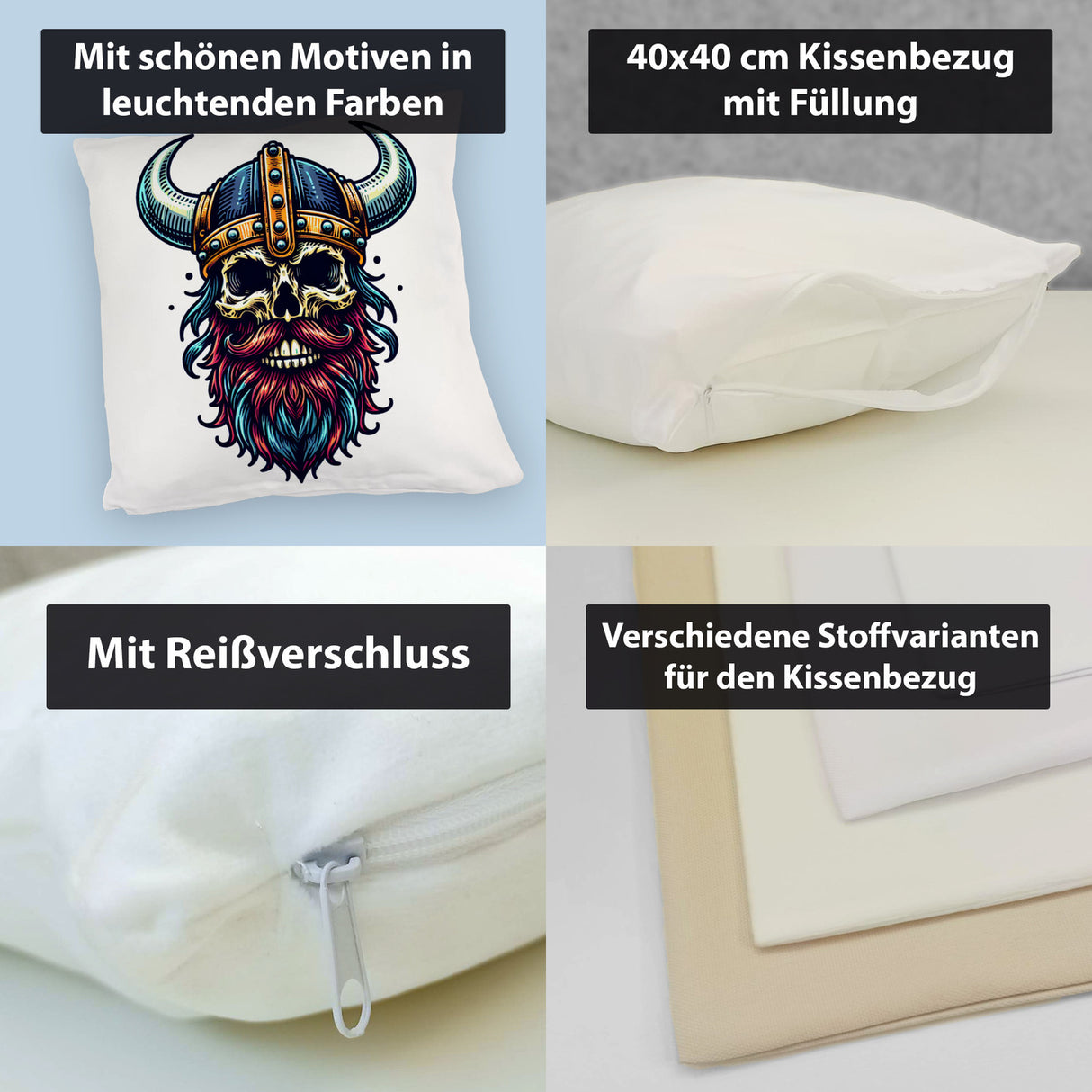 Totenkopf Wikinger Kissen