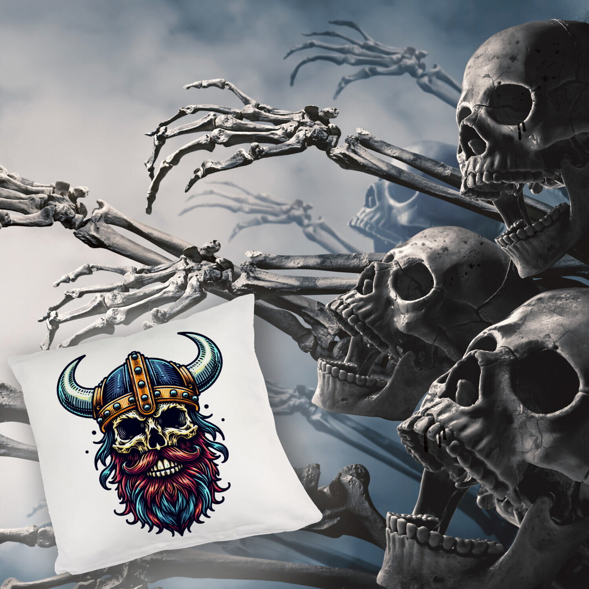 Totenkopf Wikinger Kissen