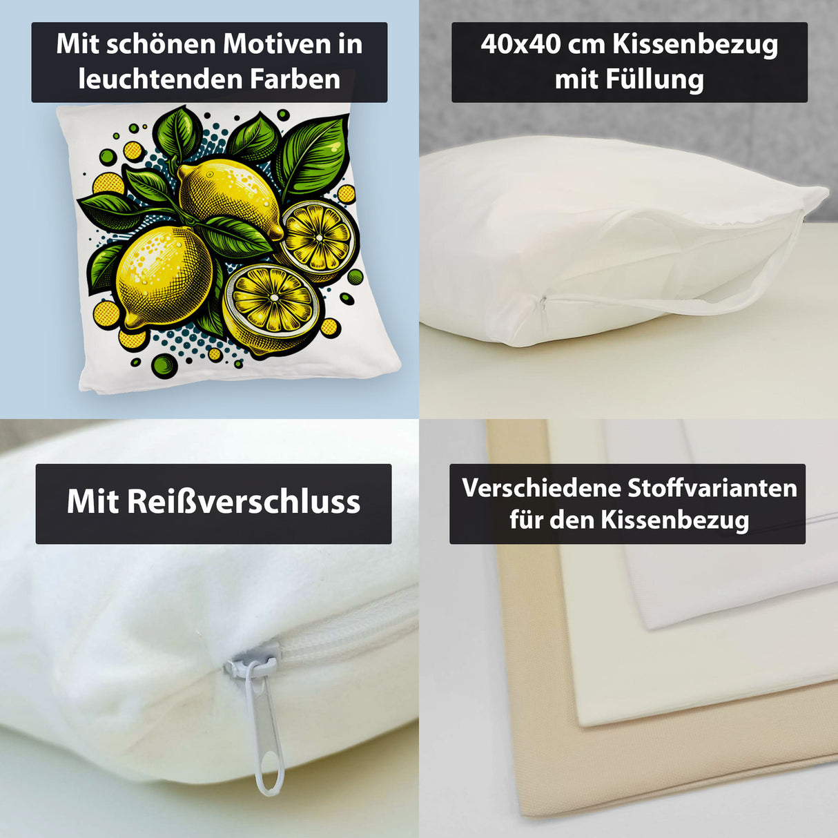 Zitronen Comic Kissen
