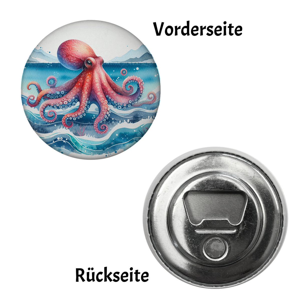 Kraken Aquarell Magnet rund rund