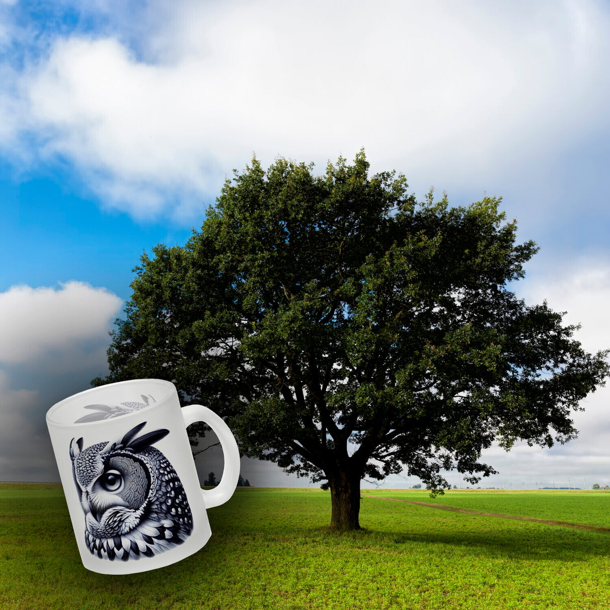 Schwarze Eule Kaffeebecher