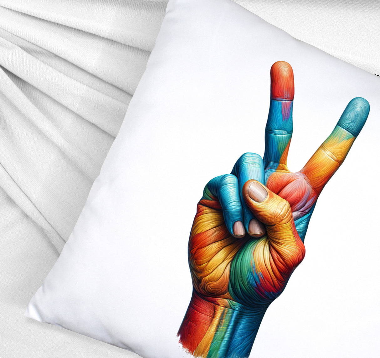 Peacezeichen in Regenbogenfarben Kissen