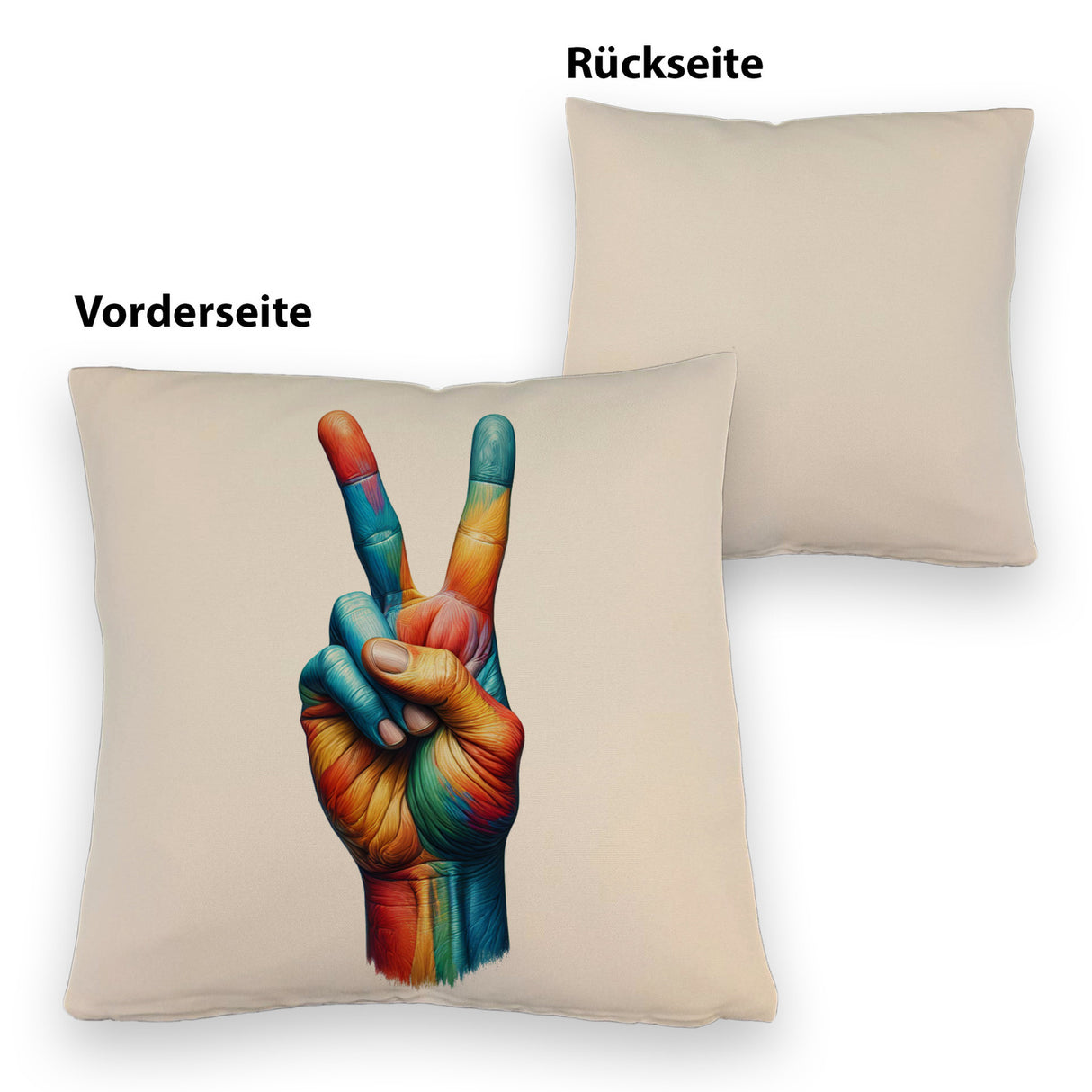 Peacezeichen in Regenbogenfarben Kissen