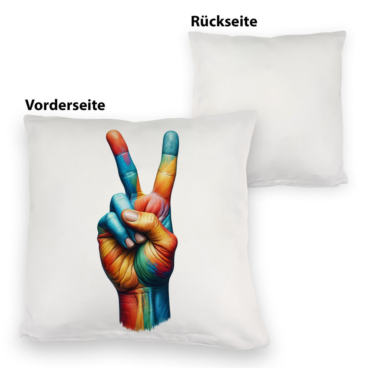 Peacezeichen in Regenbogenfarben Kissen