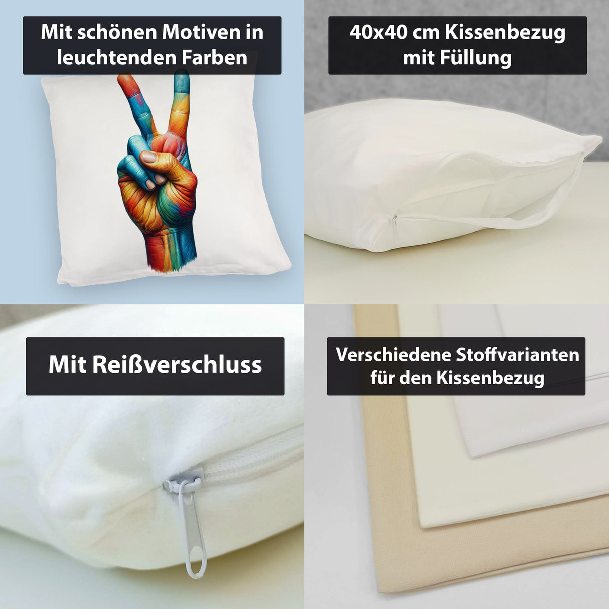 Peacezeichen in Regenbogenfarben Kissen