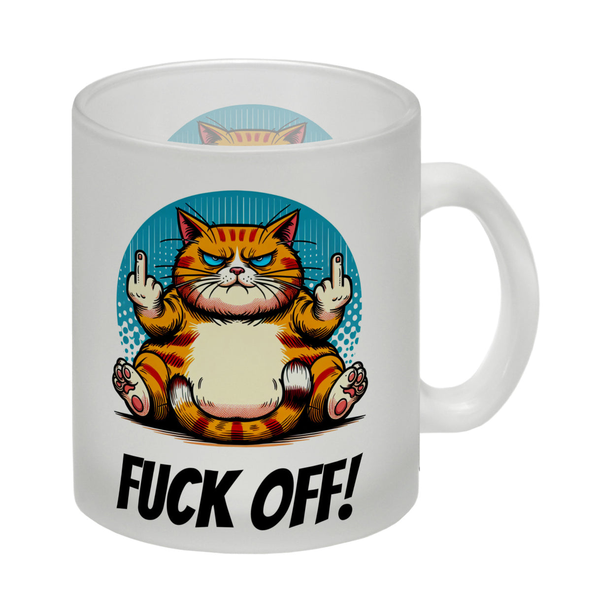 Katze Mittelfinger Kaffeebecher mit Spruch Fuck OFF!