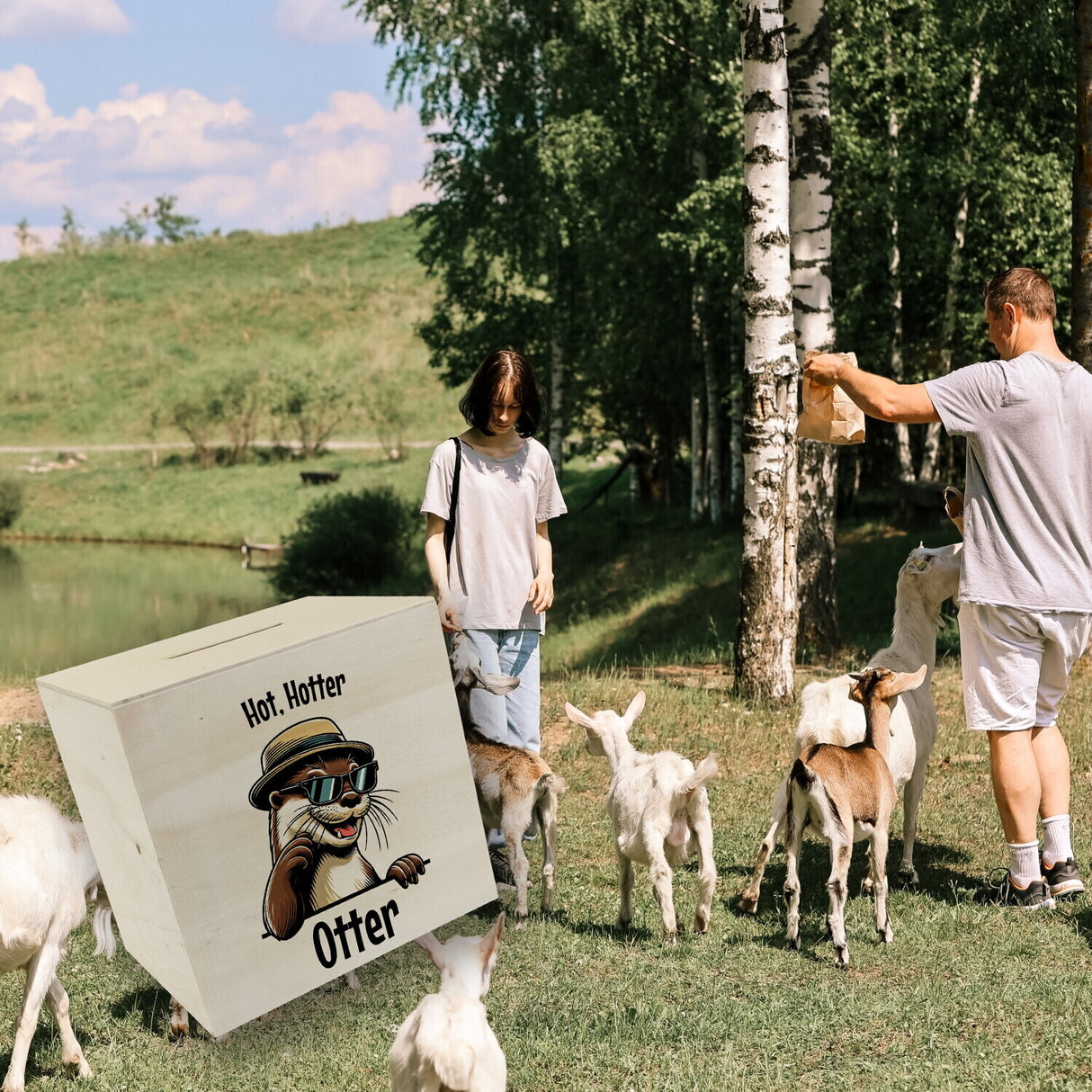 Cooler Otter Spardose mit Spruch Hot Hotter Otter