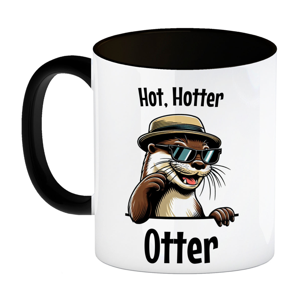 Cooler Otter Kaffeebecher mit Spruch Hot Hotter Otter