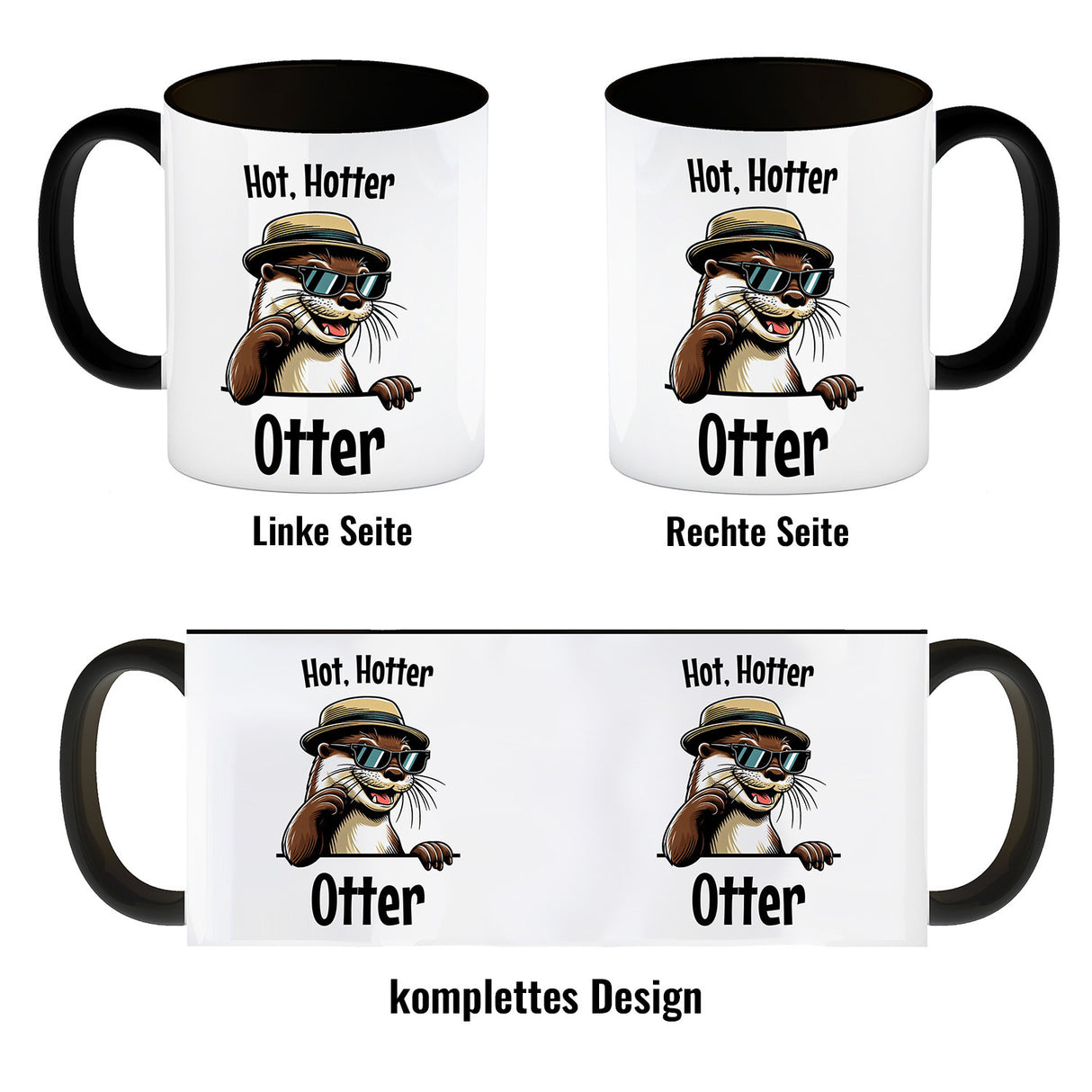 Cooler Otter Kaffeebecher mit Spruch Hot Hotter Otter