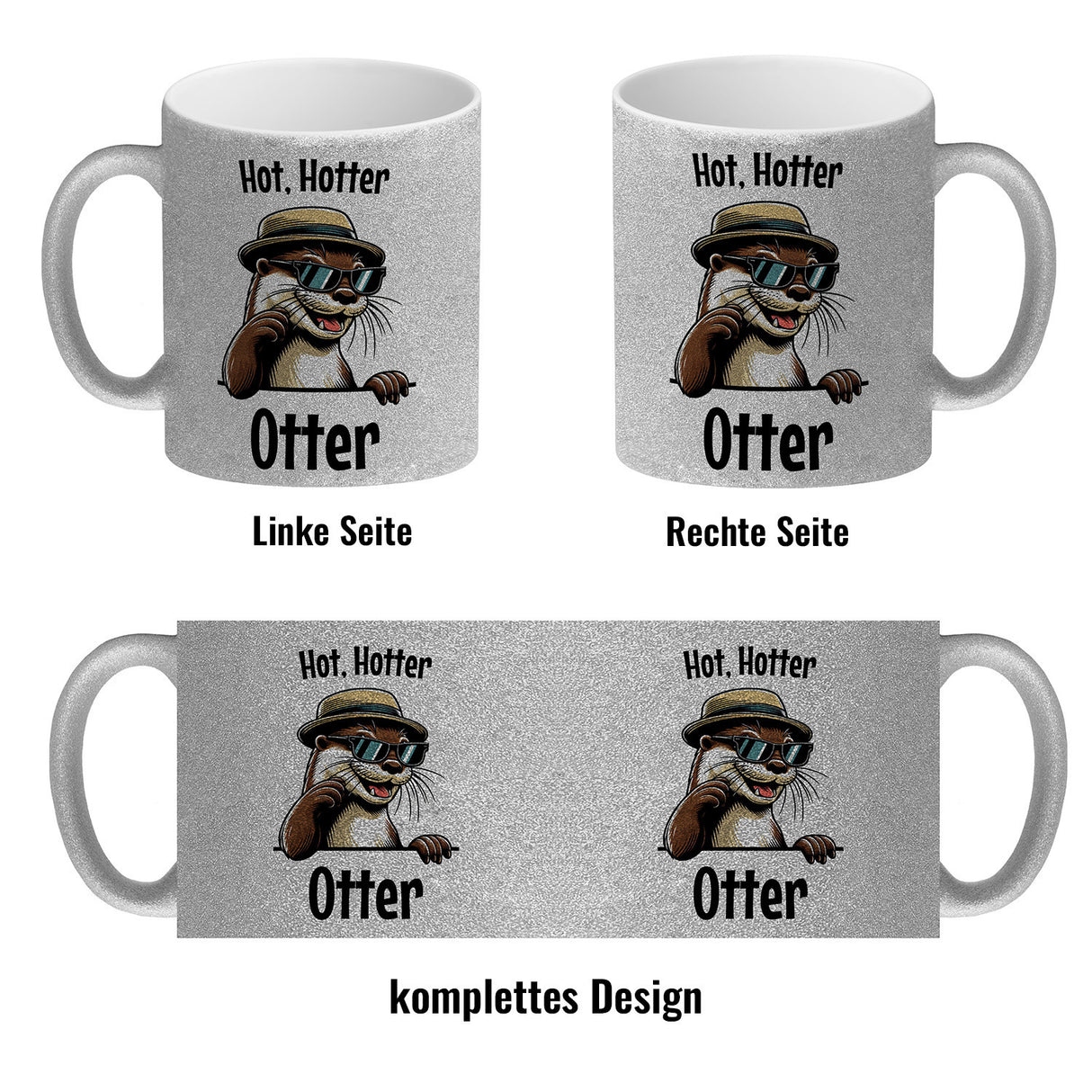 Cooler Otter Kaffeebecher mit Spruch Hot Hotter Otter