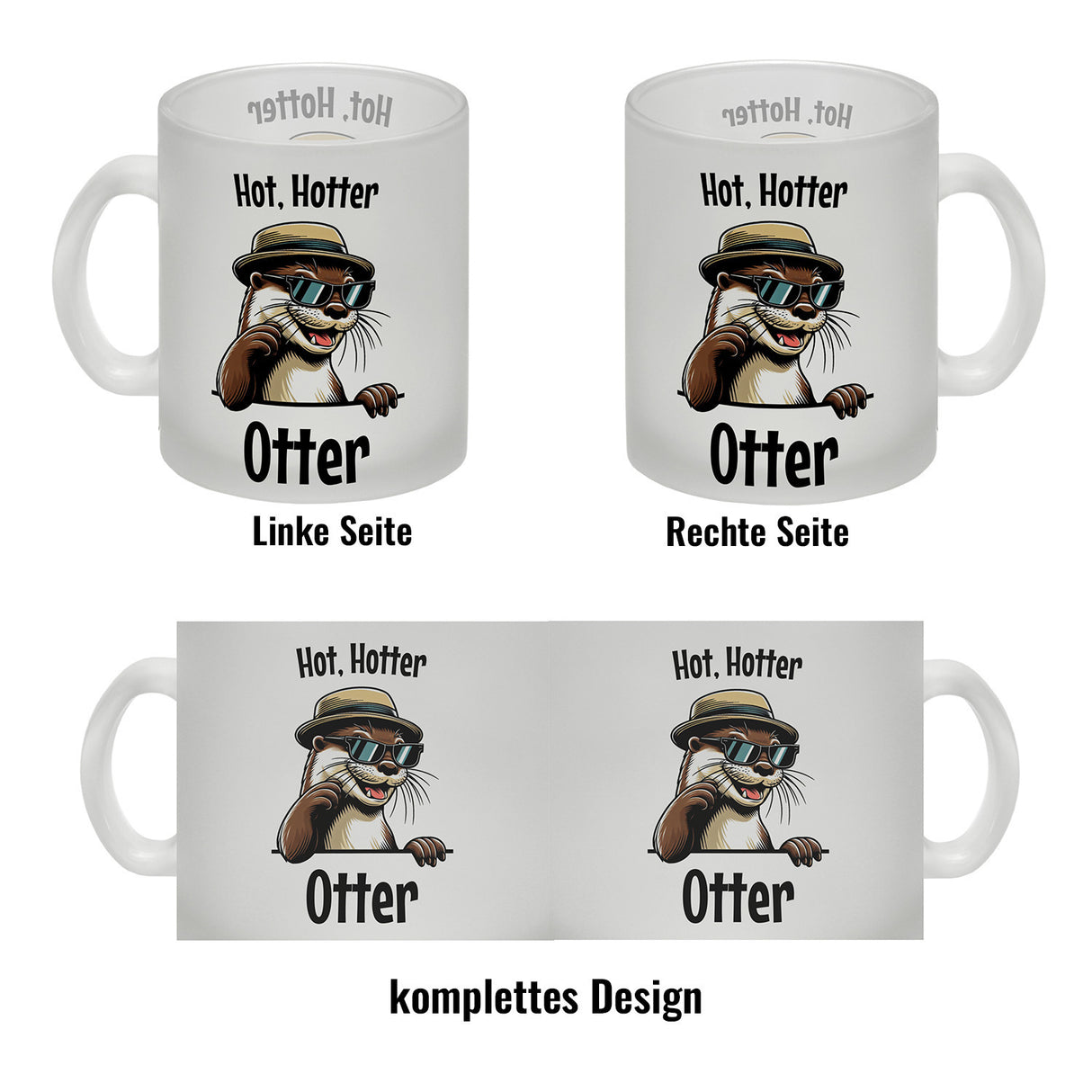 Cooler Otter Kaffeebecher mit Spruch Hot Hotter Otter