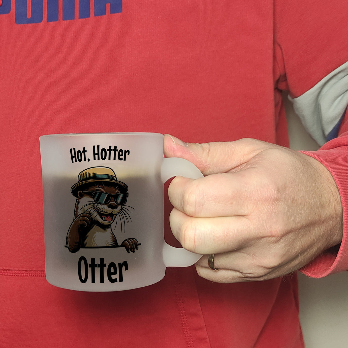 Cooler Otter Kaffeebecher mit Spruch Hot Hotter Otter