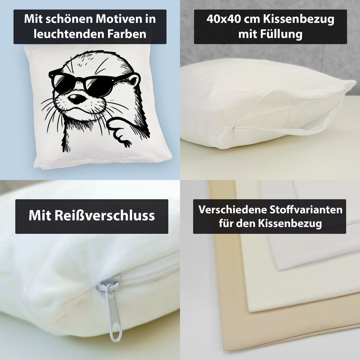 Cooler Otter mit Sonnenbrille Kissen