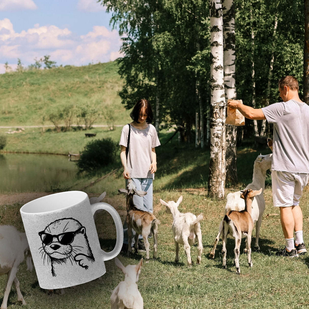 Cooler Otter mit Sonnenbrille Kaffeebecher
