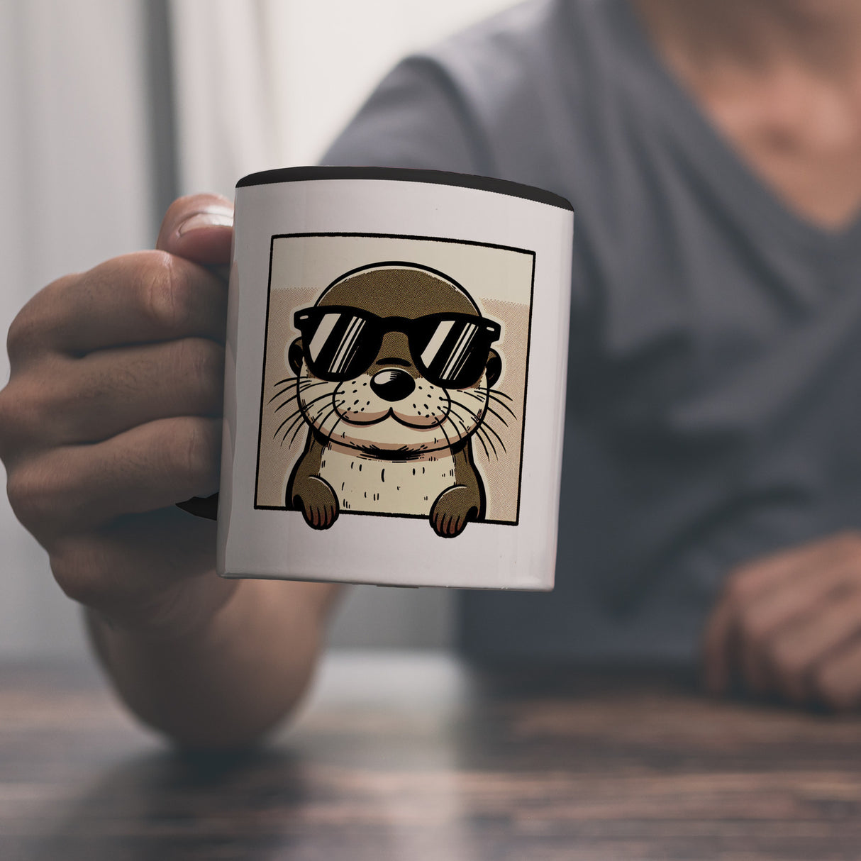 Retro Otter mit Sonnenbrille Kaffeebecher