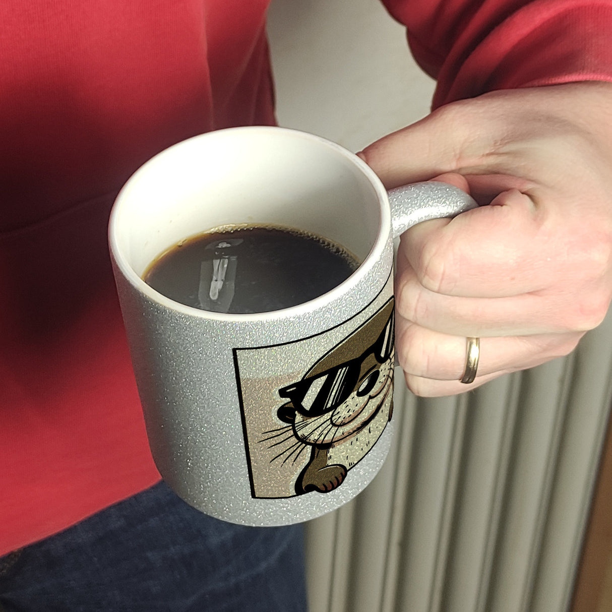 Retro Otter mit Sonnenbrille Kaffeebecher