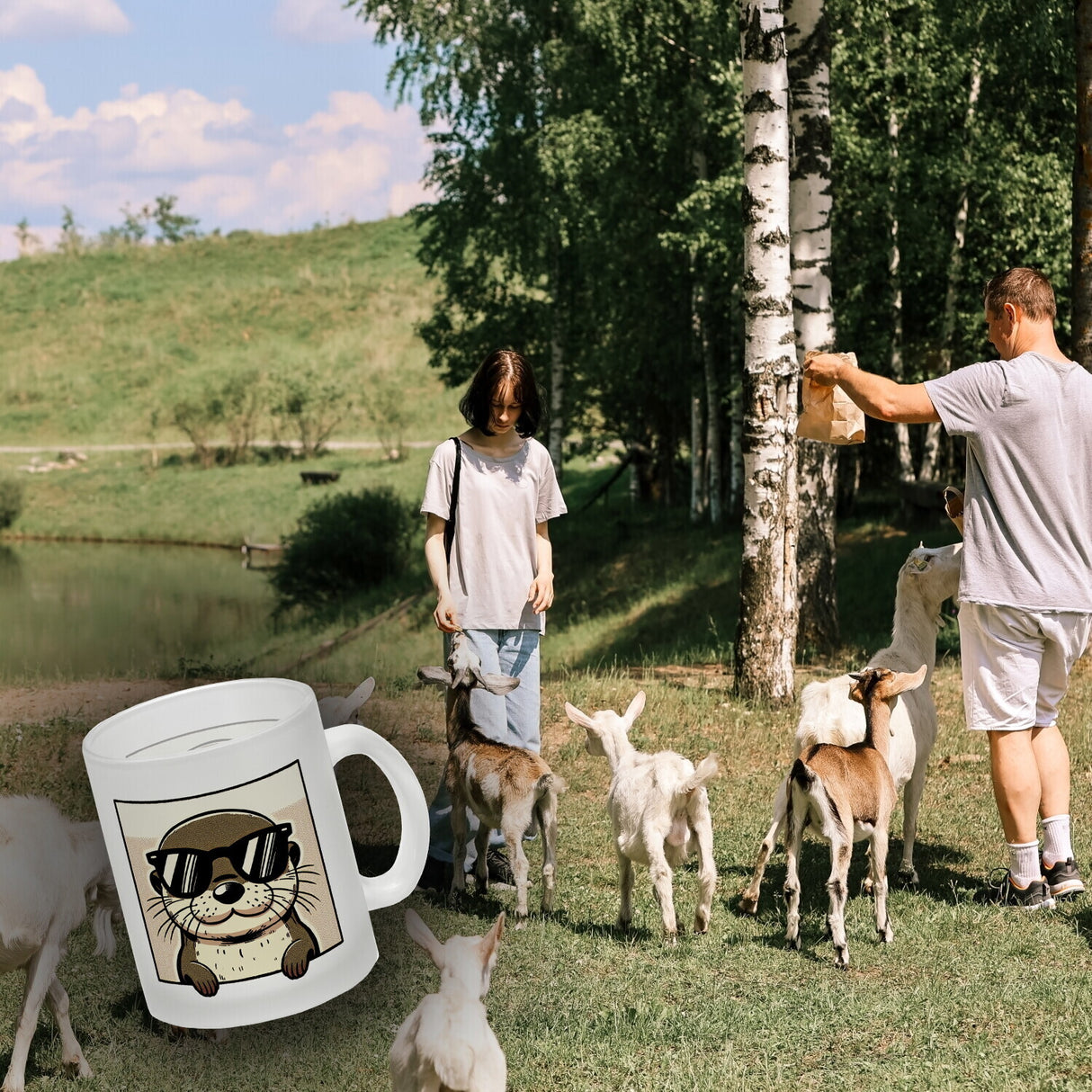 Retro Otter mit Sonnenbrille Kaffeebecher
