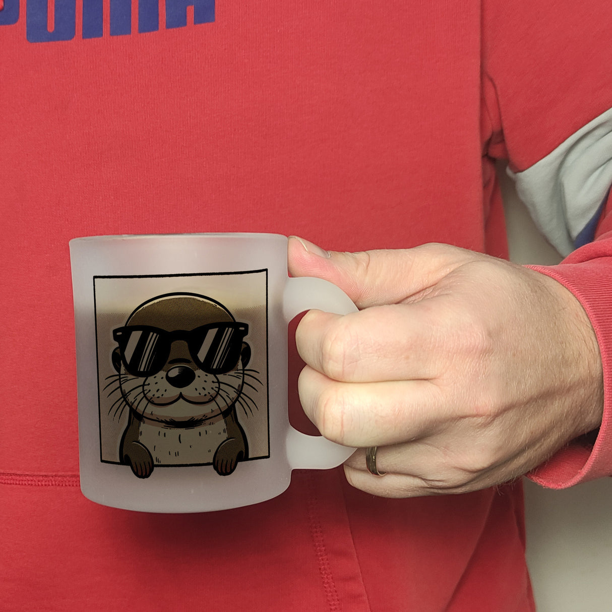 Retro Otter mit Sonnenbrille Kaffeebecher